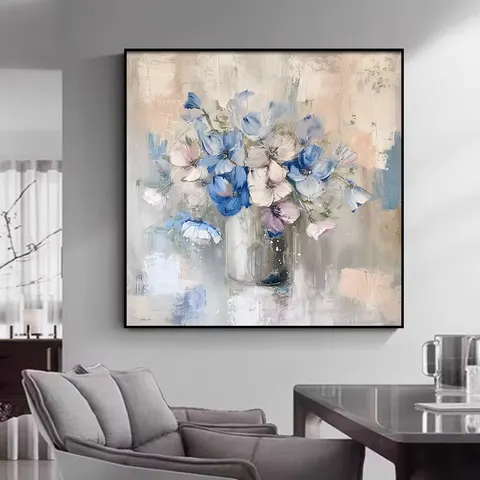 繁花 单幅 装饰画 现代简约 卧室背景墙挂画 手绘油画