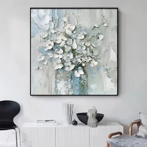 繁花 单幅 装饰画 现代简约 卧室背景墙挂画 手绘油画