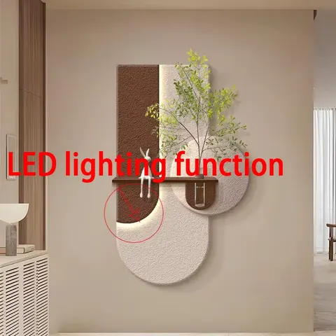 Hand Sandblasting Three-dimensional Sandstone Art Home Decor Painting Creamy Style Light-emitting LED Decor Painting