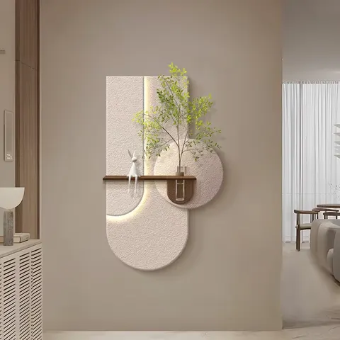 Hand Sandblasting Three-dimensional Sandstone Art Home Decor Painting Creamy Style Light-emitting LED Decor Painting