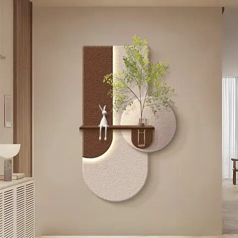 Hand Sandblasting Three-dimensional Sandstone Art Home Decor Painting Creamy Style Light-emitting LED Decor Painting