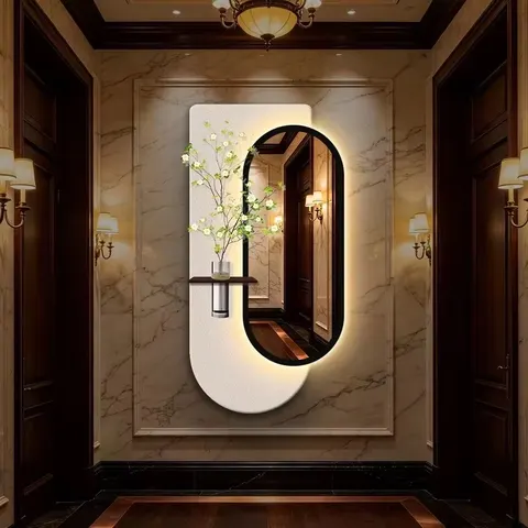Handcrafted Sandstone Frameless Design Modern Home Decoration LED Wall Decorative Mirror