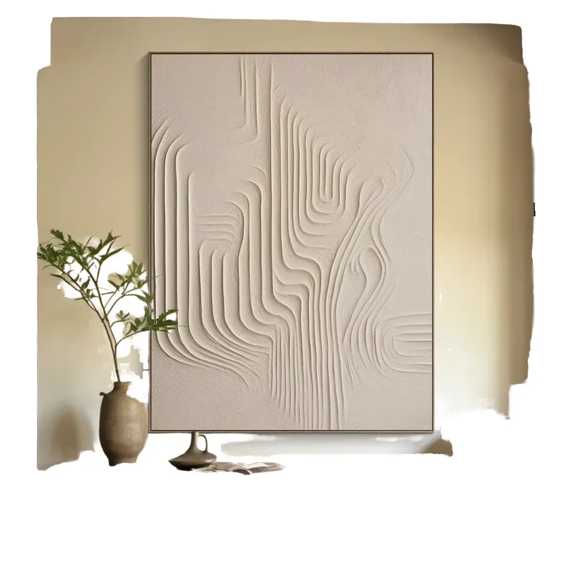 Handmade 100% Grey Acrylic Frame Large Size Original Abstract Oil Painting Canvas Textured Thick Wall Art