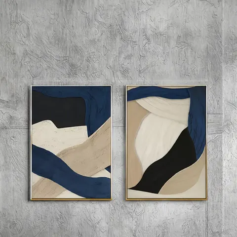 抽象 单幅 装饰画 现代简约 卧室背景墙挂画 手绘油画
