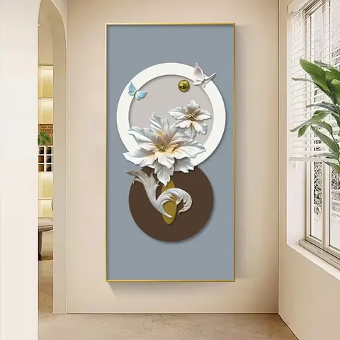 Handmade Production 3D Three-dimensional Relief Sculpture Art Home Decor Painting Flowers Glowed LED Decor Painting