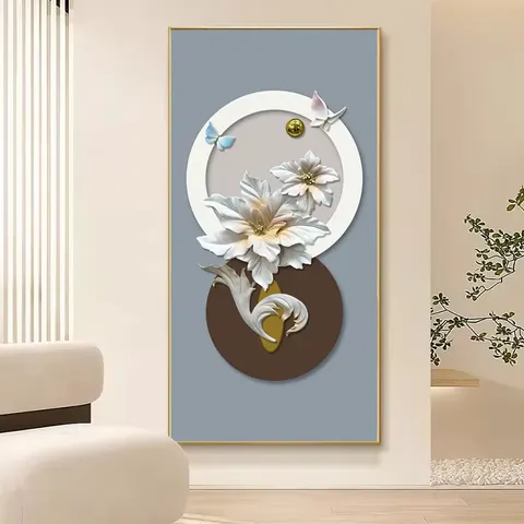 繁花 单幅 装饰画 现代简约 客厅背景墙挂画 LED带灯画