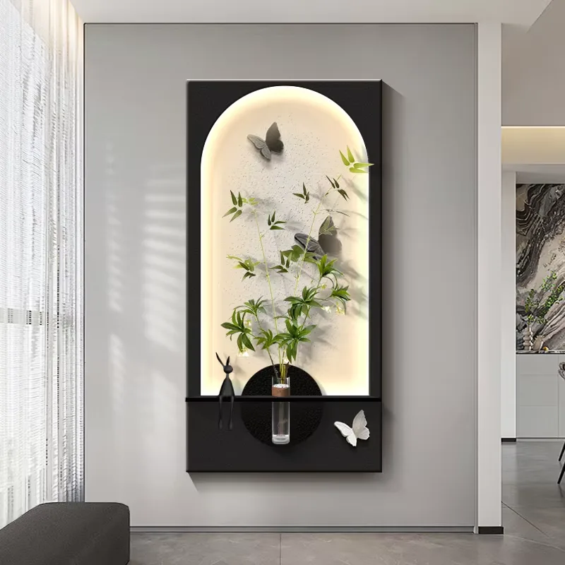 Handmade Production Three-dimensional Sandstone Art Home Decor Painting Hydroponic Plants Glowed LED Decor Painting