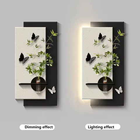 Handmade Production Three-dimensional Sandstone Art Home Decor Painting Hydroponic Plants Glowed LED Decor Painting