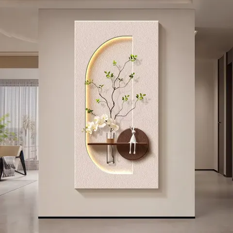 植物 单幅 装饰画 现代简约 客厅背景墙挂画 LED带灯画
