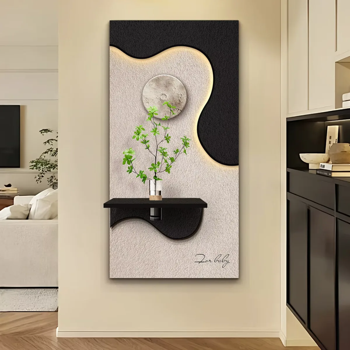 Handmade Sandstone Art Home Furnishings Decorative Painting Three-dimensional Glowed LED Decor Painting