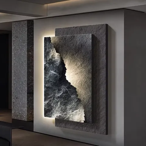 High-end Atmospheric Porch Wall Art Home Decor Painting Living Room Corridor Background Wall LED Glow Sandstone Mural