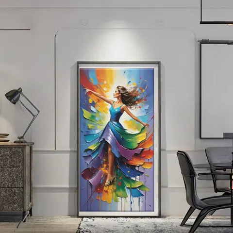 抽象 单幅 装饰画 轻奢风 餐厅背景墙挂画 手绘油画