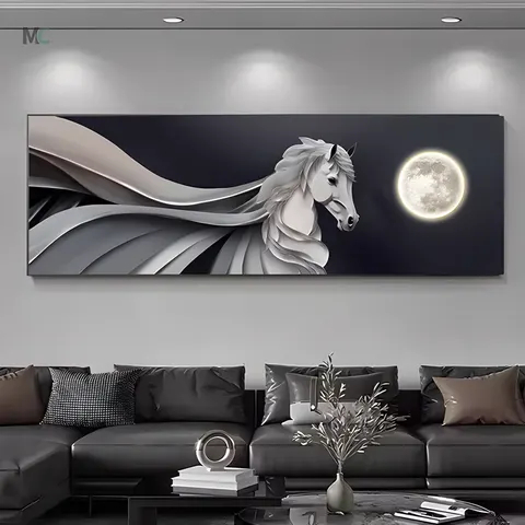 High-grade Atmosphere Living Room Wall Decor Paintings Ma to Success Office Sofa Background Wall Crystal Porcelain Painting