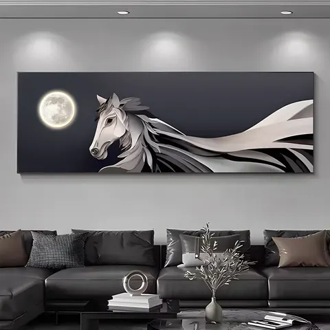 High-grade Atmosphere Living Room Wall Decor Paintings Ma to Success Office Sofa Background Wall Crystal Porcelain Painting