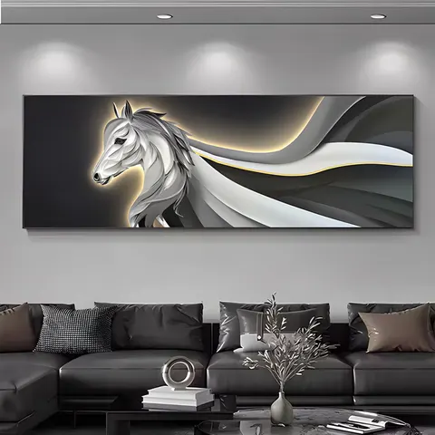 High-grade Atmosphere Living Room Wall Decor Paintings Ma to Success Office Sofa Background Wall Crystal Porcelain Painting