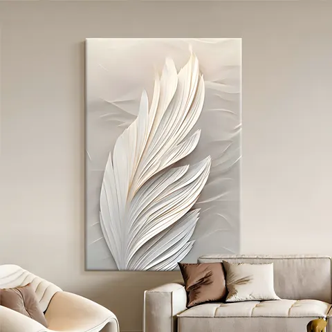 High Level Sense Living Room Art Decoration Painting Simple Feather Sofa Background Wall Canvas and Crystal Painting