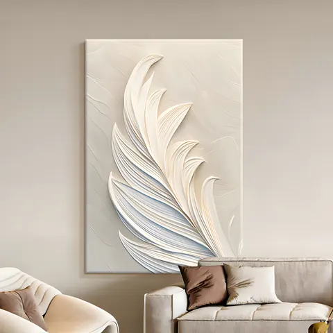 High Level Sense Living Room Art Decoration Painting Simple Feather Sofa Background Wall Canvas and Crystal Painting