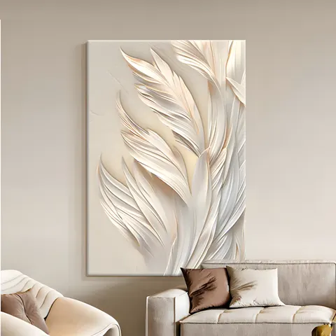 High Level Sense Living Room Art Decoration Painting Simple Feather Sofa Background Wall Canvas and Crystal Painting