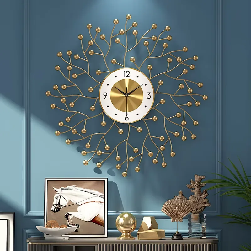 High Quality Circle Art Metal Craftwork Hanging Piece Restaurant Background Mute Wall Clock