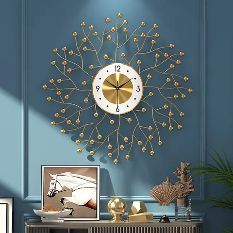 High Quality Circle Art Metal Craftwork Hanging Piece Restaurant Background Mute Wall Clock