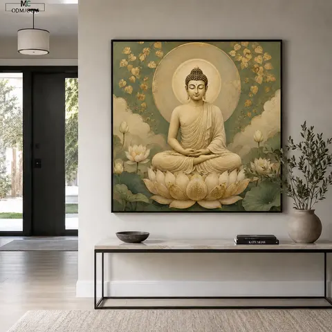 Hindu Deity Wall Ar Buddha Canvas Painting Krishna Radha Decor Indian Spiritual Art Religious Entryway Decor