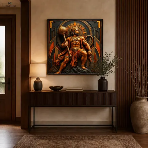 Hindu God Wall Art Ganesha Canvas Painting Krishna Wall Decor Indian Spiritual Art Religious Entryway Decor