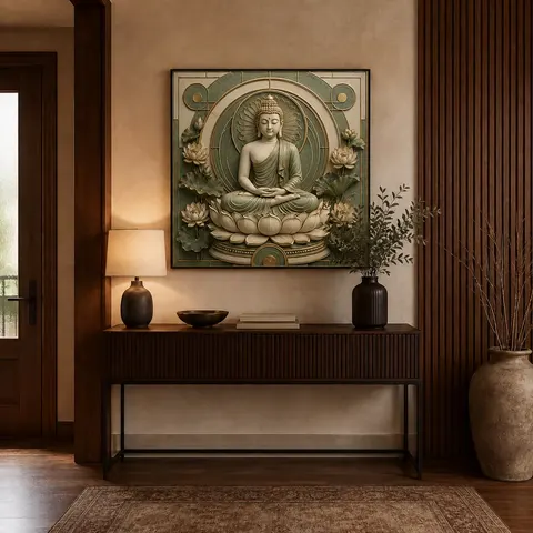 Hindu God Wall Art Ganesha Canvas Painting Krishna Wall Decor Indian Spiritual Art Religious Entryway Decor