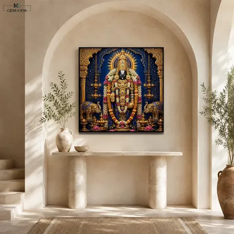 Hindu Wall Art Indian Deity Canvas Sacred Temple Decor Spiritual Home Art Crystal Porcelain Art Religious Entryway Painting