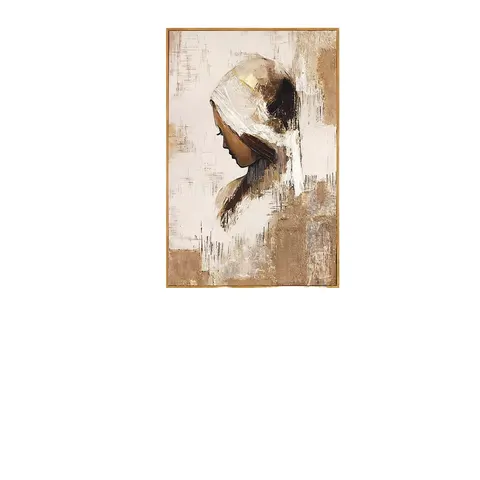 Home Decor Impressionist Mixed Media Art Handmade Acrylic Gold Leaf Textured Oil Painting Woman Portrait Art Canvas Wall Art