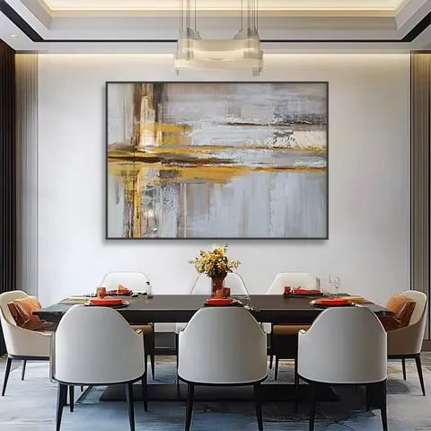 Home Decoration Geometric 100% Hand Painted Modern Abstract Oil on Canvas Wall Art 60x90cm Frame Living Room