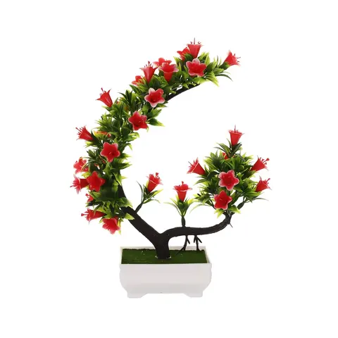 Home Simulation Half Moon Bay Horn Flower Pot Set Living Room Entrance Indoor Decoration Plastic Flower Potted Bionic