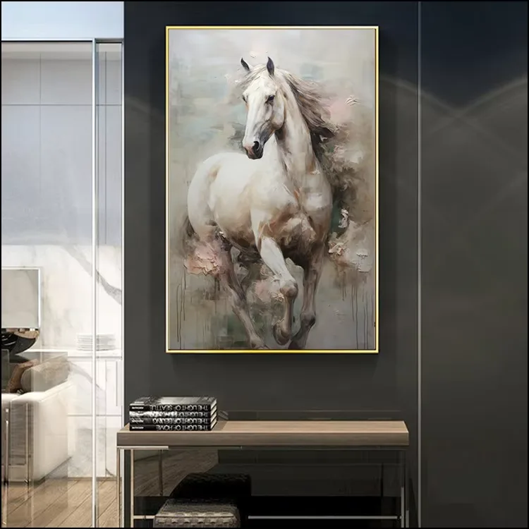 Horse Frameless Canvas Murals , Living Room Porch Bedroom Decorative Mural LED Crystal Diamond Painting Animal Paintings