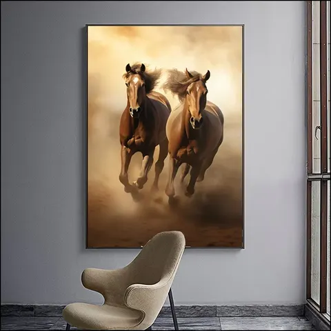 Horse Frameless Canvas Murals , Living Room Porch Bedroom Decorative Mural LED Crystal Diamond Painting Animal Paintings