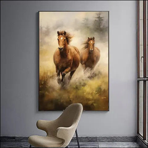 Horse Frameless Canvas Murals , Living Room Porch Bedroom Decorative Mural LED Crystal Diamond Painting Animal Paintings