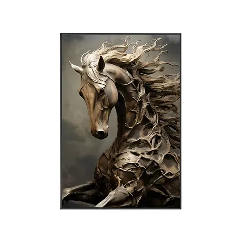 Horse Frameless Canvas Painting, Living Room Porch Bedroom Decorative Murals LED Crystal Diamond Painting Animal Paintings