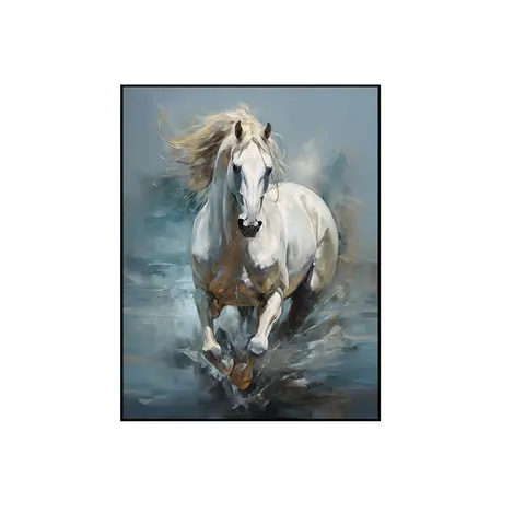 Horse Frameless Canvas Paintings, Living Room Porch Bedroom Decorative Murals LED Crystal Diamond Painting Animal Paintings