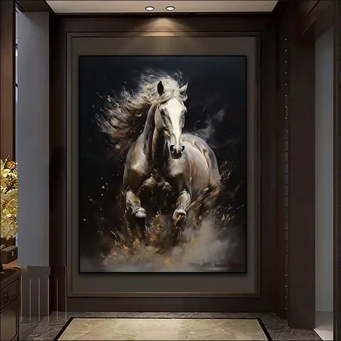 Horse Frameless Canvas Paintings , Living Rooms Porch Bedroom Decorative Murals LED Crystal Diamond Animal Painting