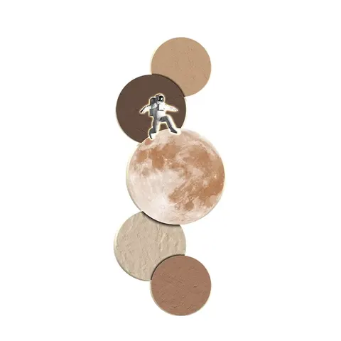 Hot 2026 Uv Cut Astronauts Space Moon Circular Combination of Still Life Painting Led Decorative Painting Wall Art Home Decor