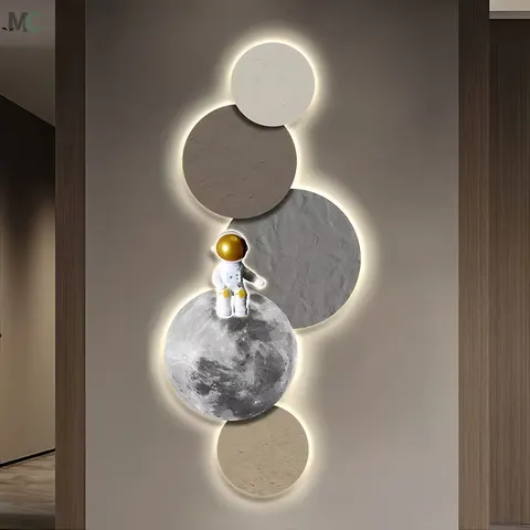日月星辰 单幅 装饰画 现代简约 客厅背景墙挂画 LED带灯画