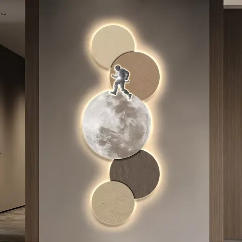 日月星辰 单幅 装饰画 现代简约 客厅背景墙挂画 LED带灯画