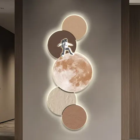 日月星辰 单幅 装饰画 现代简约 客厅背景墙挂画 LED带灯画