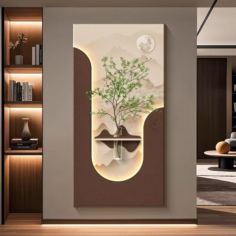 植物 单幅 装饰画 现代简约 玄关背景墙挂画 LED带灯画