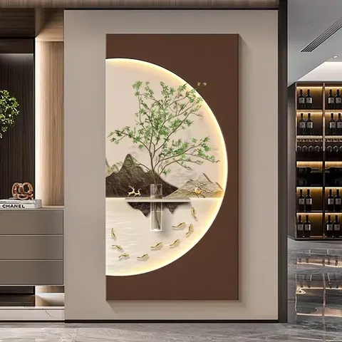 植物 单幅 装饰画 现代简约 玄关背景墙挂画 LED带灯画
