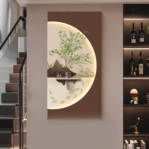 植物 单幅 装饰画 现代简约 玄关背景墙挂画 LED带灯画