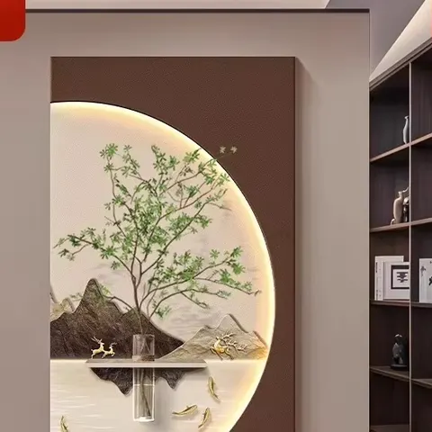 植物 单幅 装饰画 现代简约 玄关背景墙挂画 LED带灯画