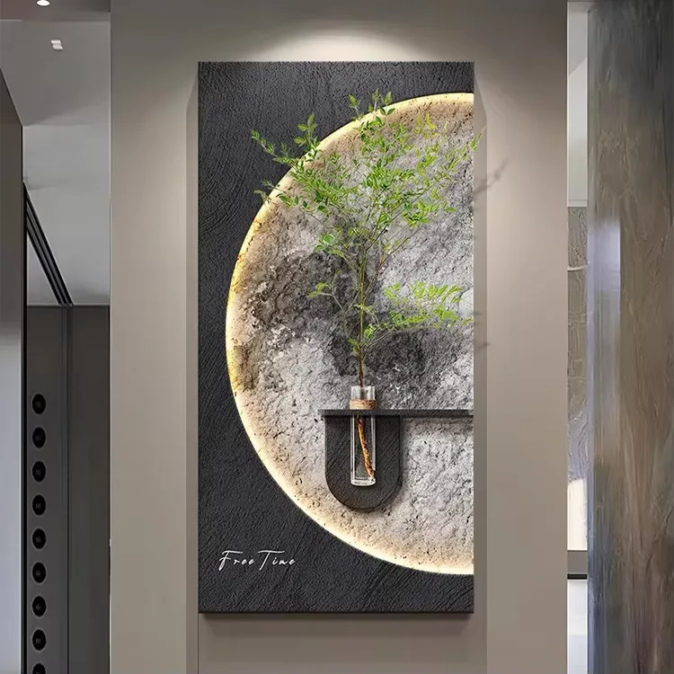 Hot Sales in 2026 Living Room Hydroponic Plant Sandstone Art Decor Painting DIY Flower Arrangement Moon LED Painting