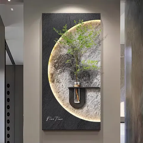 Hot Sales in 2026 Living Room Hydroponic Plant Sandstone Art Decor Painting DIY Flower Arrangement Moon LED Painting