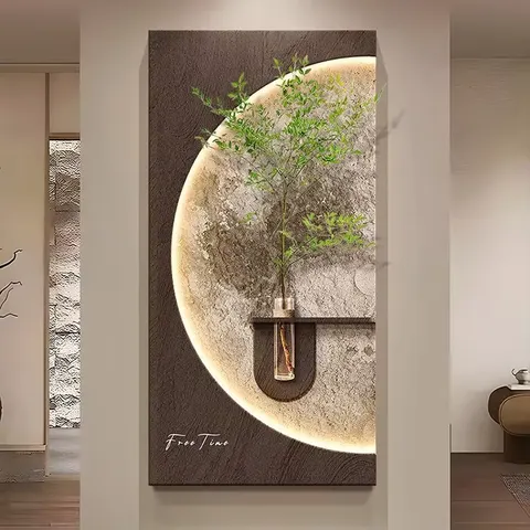 Hot Sales in 2026 Living Room Hydroponic Plant Sandstone Art Decor Painting DIY Flower Arrangement Moon LED Painting