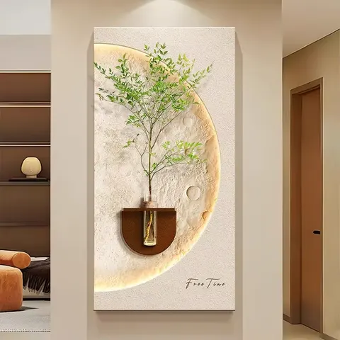 Hot Sales in 2026 Living Room Hydroponic Plant Sandstone Art Decor Painting DIY Flower Arrangement Moon LED Painting