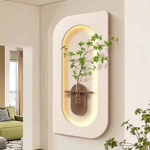 Hot Sales in 2026 Sandstone Art Decor Wall Painting Background Wall Hydroponic Green Plants Glowed LED Painting
